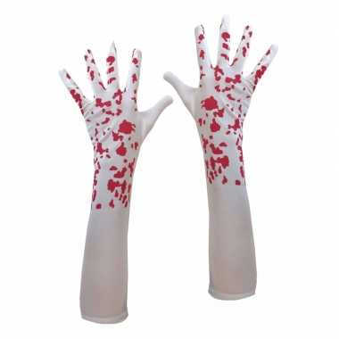 Halloween bebloede witte handschoenen voor dames 10095080