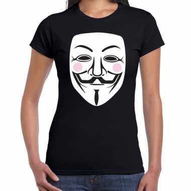 V for vendetta masker t-shirt zwart voor dames