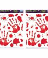 2x halloween raamsticker met bloed handen