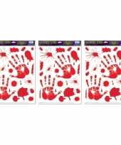 3x halloween raamsticker met bloed handen