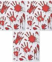 3x horror raamstickers bloedende handafdrukken set