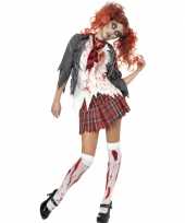 Halloween zombie schoolmeisje kostuum